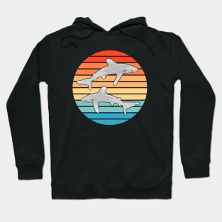 Oceanic whitetip shark Retro Sunset Hoodie